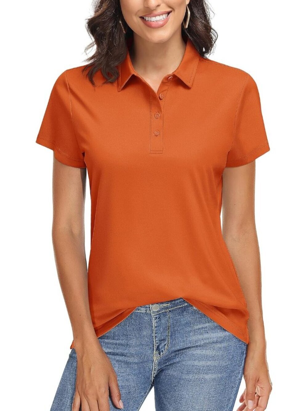 Women's 16-dark Orange  Golf Polo Shirt Short Sleeve UPF 50+ Sun Protection Quic